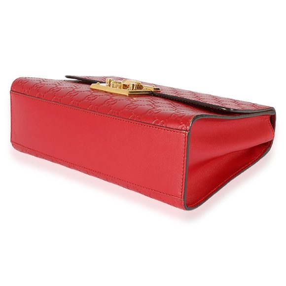 Gucci Red Guccissima Medium Padlock Shoulder Bag - Picture 7 of 8